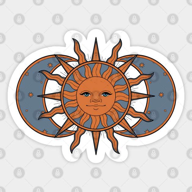 Celestial Sun And Moon And Stars Sun And Moon Autocollant Teepublic Fr