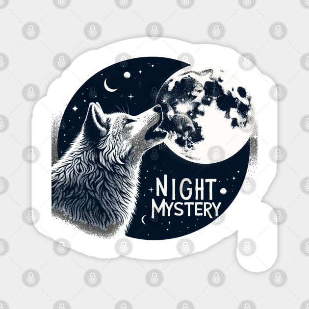 Moonlit Serenade - Wolf and Moon Artwork Magnet by WEARWORLD