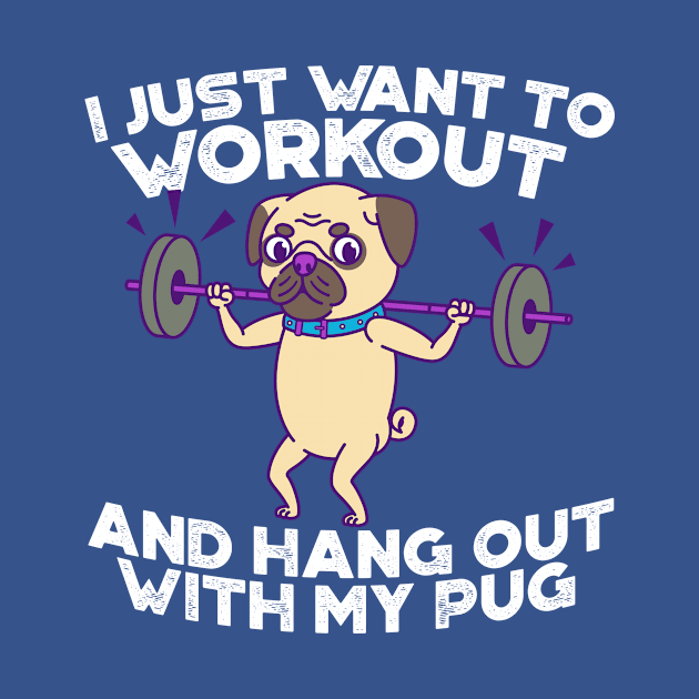 Pug lifting weights by Doggo Gym