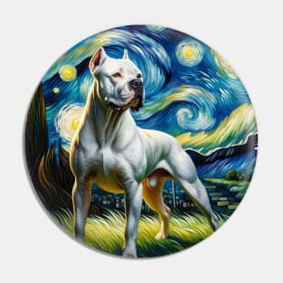 Starry Dogo Argentino Dog Portrait - Pet Portrait Pin