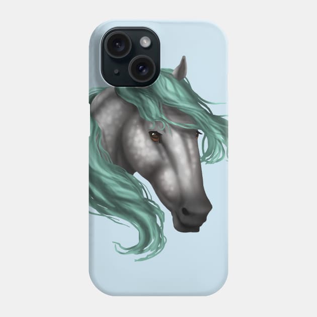 Horse Head - Dapple Aqua Mane Phone Case by FalconArt