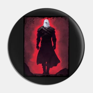 Monster Slayer in a Red Background - Black - Fantasy Witcher Pin