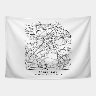 EDINBURGH SCOTLAND BLACK CITY STREET MAP ART Tapestry