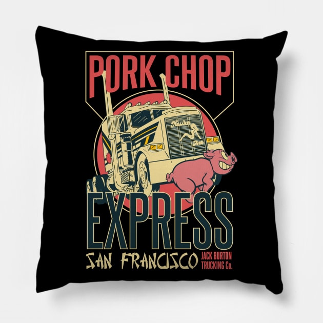 Pork Chop Express - Jack Burton Trading Pillow by Meta Cortex