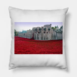 Tower of London Red Poppies Pillow