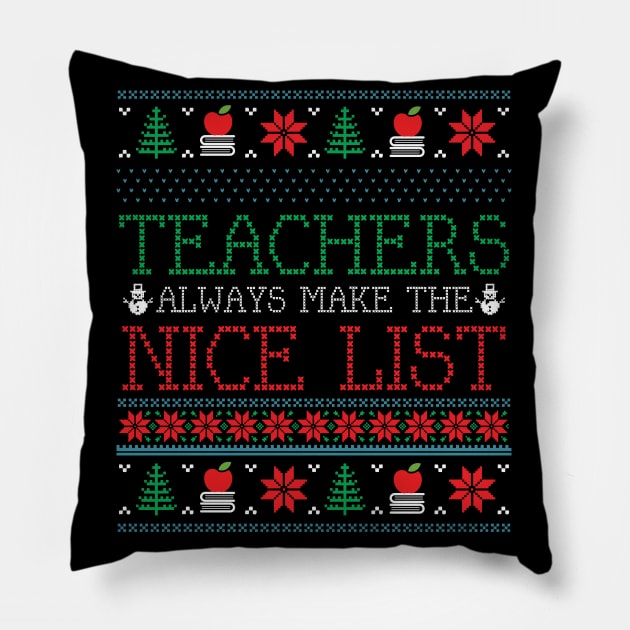 Funny Christmas Teacher Ugly Christmas Xmas Pillow by mrsmitful01