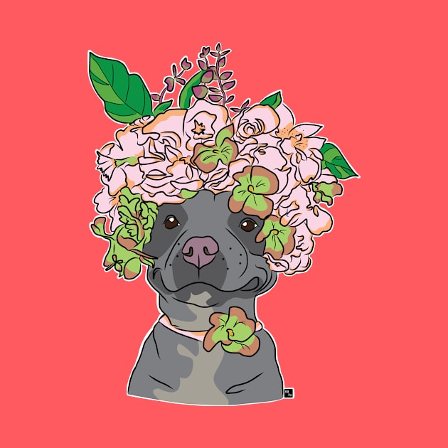 Pretty Pittie with Flower Crown by AltTabStudio