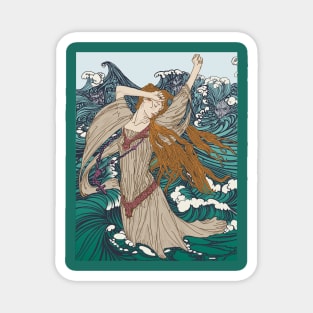 Pre-Raphaelite girl 3 (Green) Magnet