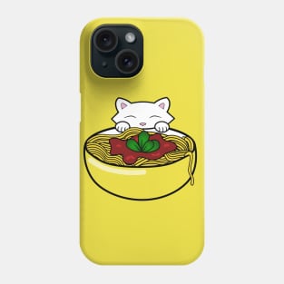 Cat eating spaghetti Phone Case