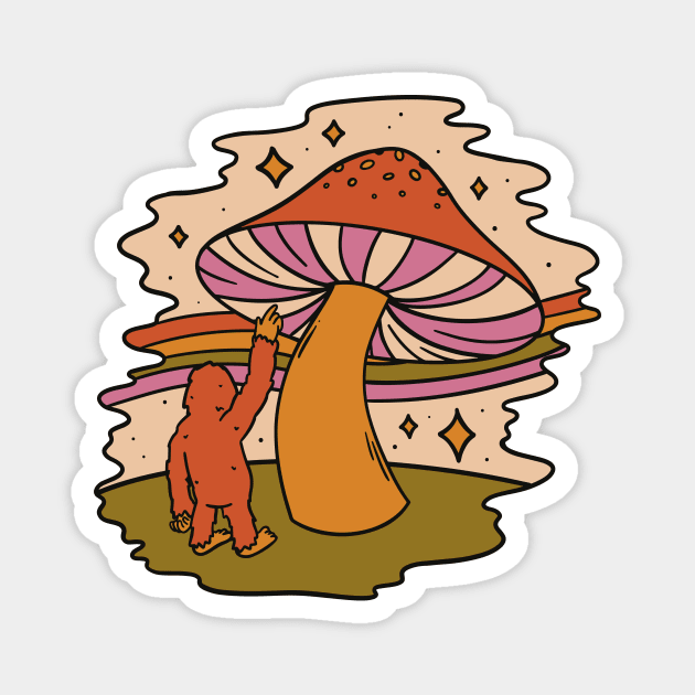 Bigfoot Magic Mushroom Odyssey Magnet by Cosmo Gazoo