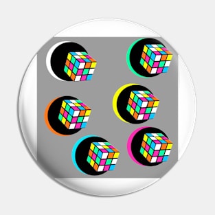 Colorful Graphic Rubicube Geometric Pattern 90s Pin