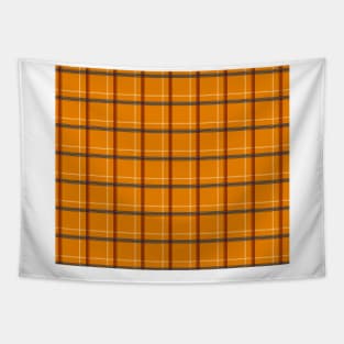 Autumn Orange Plaid Tapestry