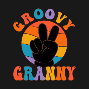 Vintage Groovy Granny Peace Sign Love Hippie T-Shirt