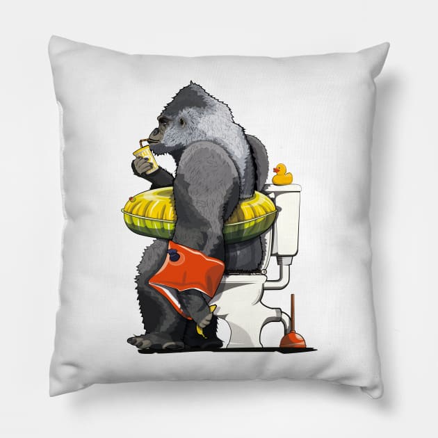 Gorilla on the Toilet Pillow by InTheWashroom