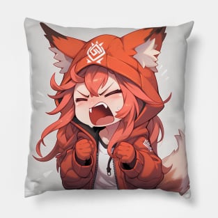 chibi scream angry fox girl Pillow