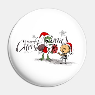 Alien Santa Claus Merry Christmas Pin