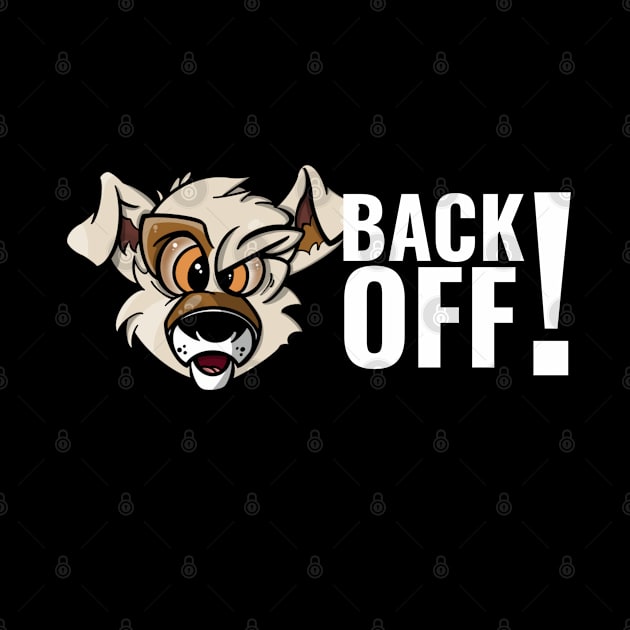 Karate Dog Back Off (Side Text in white) by Purple Canvas Studio