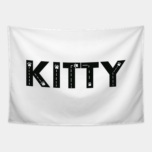 Kitty cat name made of hand drawn paw prints Tapestry by GULSENGUNEL