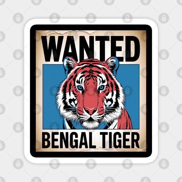 Bengal Tiger Lover, Majestic Striped Predator Design Magnet by Pixel Threads 