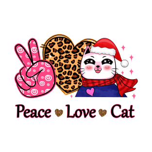 Peace Love Cat Santa T-Shirt