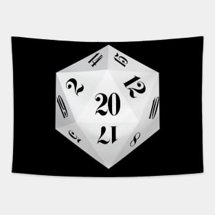 White 20-Sided Dice Design Tapestry