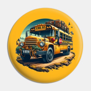 School Bus On An Adventurous Road Trip Pin