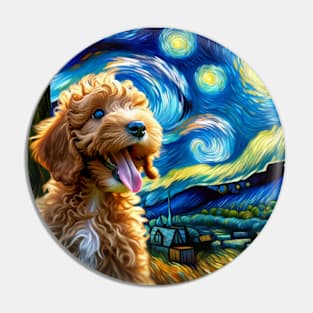 Starry Lagotto Romagnolo Portrait - Dog Portrait Pin