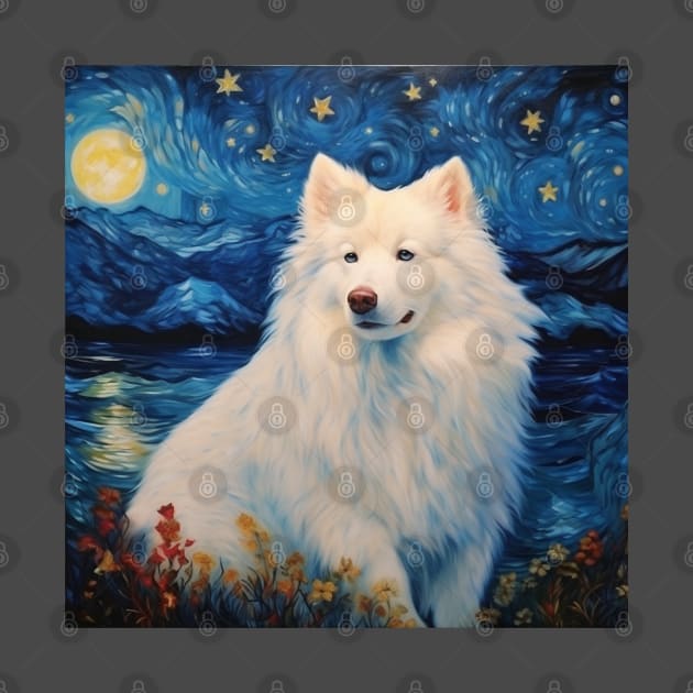 Samoyed on The Lake Painting by NatashaCuteShop