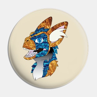 Dino Fursuit Furry Skulldog Fursona blue graphic Pin