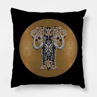 Deco Elephant with Gold Leaf Background Pillow