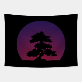 Purple Bonsai Sunset Tapestry