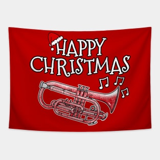 Christmas Cornet Brass Musician Santa Hat Xmas 2022 Tapestry