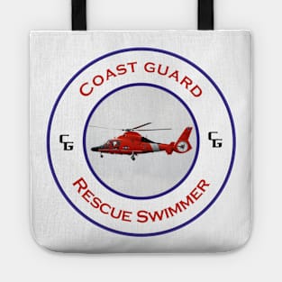 Rescue Swimmer -  US Coast Guard Search and Rescue Helicopter - Dolphin Tote