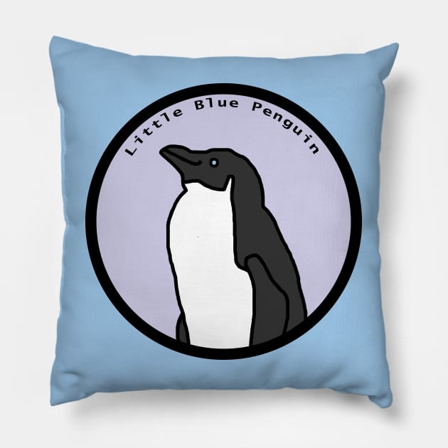 Portrait of Little Blue Penguin in a Circle Pillow by ellenhenryart