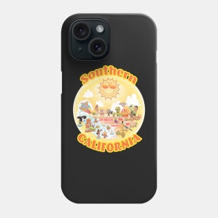 Sunny Cartoon Map of Southern California Phone Case