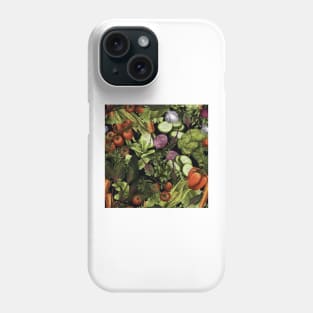 Vegetable nature pattern on black Phone Case