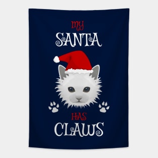 My Santa Has Claws Cat Lover's Cute Christmas Tapestry