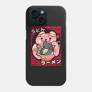 Cute Japanese Bear in Shirt Eating Ramen Phone Case