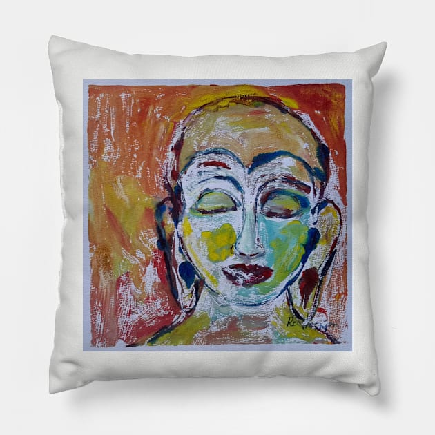 Happy Thoughts, love and compassion Buddha impression Pillow by Renart