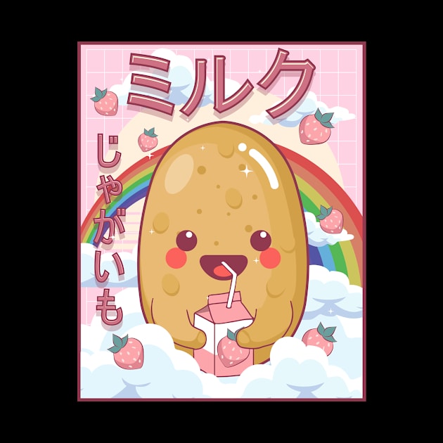 Kawaii Potato Strawberry Milk Japanese Aesthetic Gift by Alex21