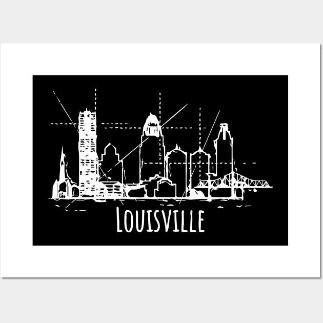 Louisville City Skyline Design Kentucky Retro Vintage T Shirt by