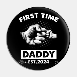 First Time Daddy New Dad Est 2024 Fathers Day Boy Girl Pin