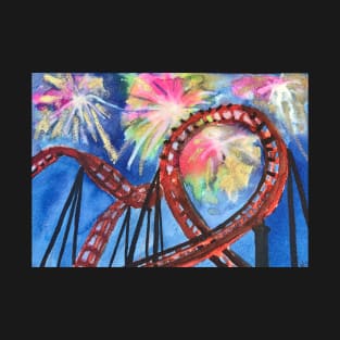 Roller Coaster and Fireworks T-Shirt