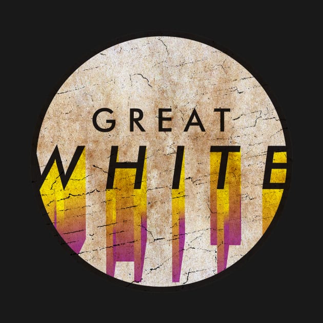 Great White - VINTAGE YELLOW CIRCLE by GLOBALARTWORD