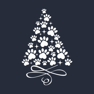 Dog Paw Christmas Tree - White T-Shirt