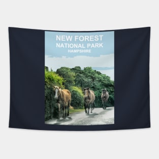 New Forest, Hampshire ponies, horses gift. New Forest Travel poster Tapestry