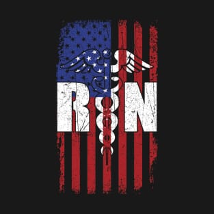 RN Nurse 4th of July Patriotic American USA Flag Gift T-Shirt