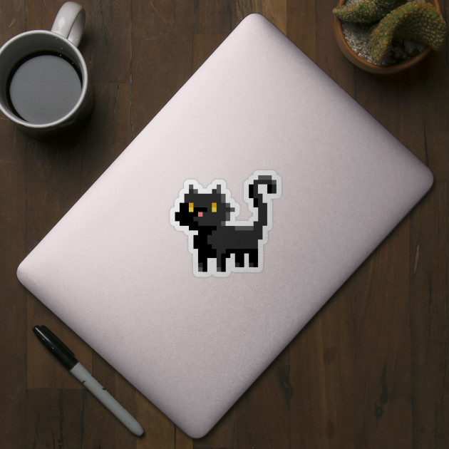 16 Bit Art  Black Cat Pixel Art