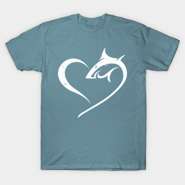 Discover Love Sharks Heart Diving Ocean Freediving Apnea Dive - Diving - T-Shirt