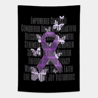 Purple Awareness Ribbon with Encouraging Words Tapestry